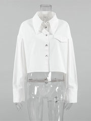 White Shirts For Women Autumn New Single Breasted Long Sleeve Loose Blouse Streetwear Fashion Casual Lapel Collar Blouses