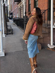 Solid Color Elegant Thicken Lapel Short Jacket Winter New Woman Single Breasted With Pockets Coat High Street Outerwear