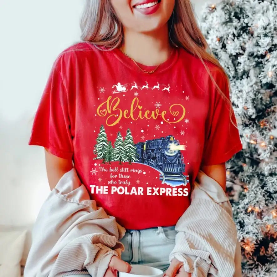 Bell Still Rings Slogan Train Print Voguish Vintage Christmas Hoodie Hoodies-L