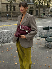 Herringbone Wool Tweed Women Suit Blazer New Single Breasted Lapel Jacket Autumn Winter Formal Fashion Coat Lady Outwears