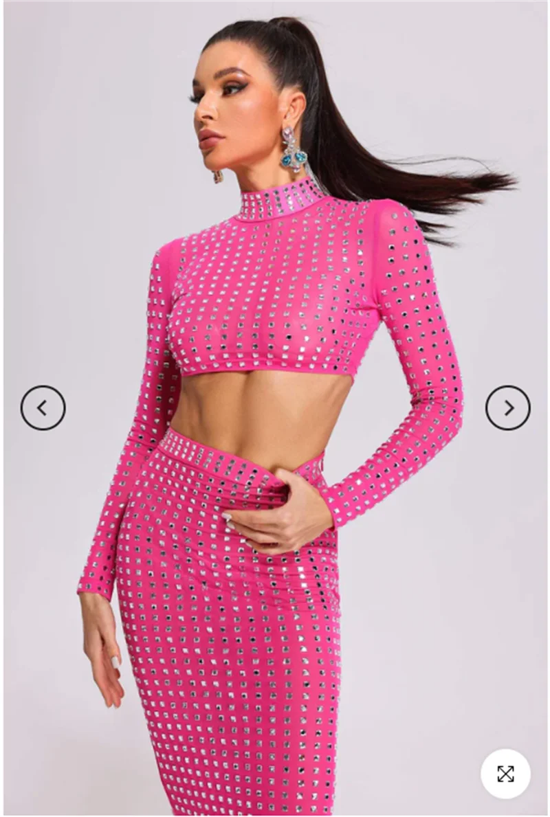 Mesh Top Skirt Sparkling Party Dress Partydress-241208