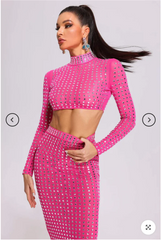 Mesh Top Skirt Sparkling Party Dress Partydress-241208