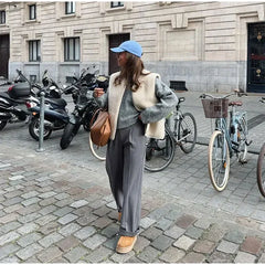 New Solid Lamb Wool Single Breasted Vest For Women Casual V Neck Sleeveless Warm Waistcoat Autumn High Street Outerwear Y2K