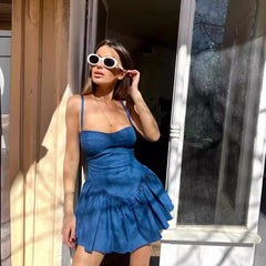 Summer Dresses Preppy Style Cowboy Sheath Zippers Spaghetti Strap Miniskirt Strapless Party dress Ball gown