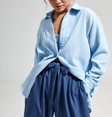 Dinora Button-Up Shirt Light Blue / S Tops & Blouses