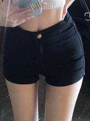 Casual High Skinny Women’s Waisted Black Fashion Jeans Korean Shorts 2024 Straight