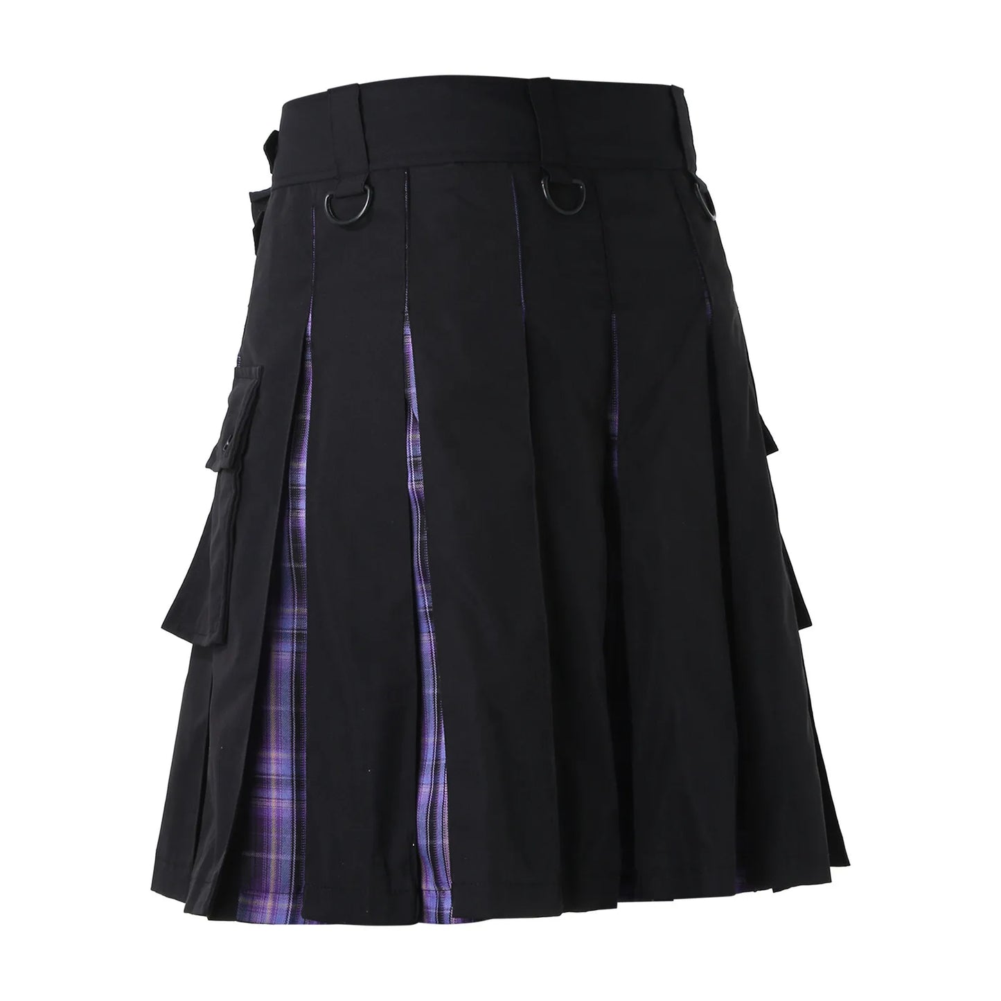 JuliaFashion - Scottish Mens Kilt Fashion Casual Retro Scottish Style Pocket Pleated Skirt Traditional Personality Kilts Check Pattern Skirts Dress