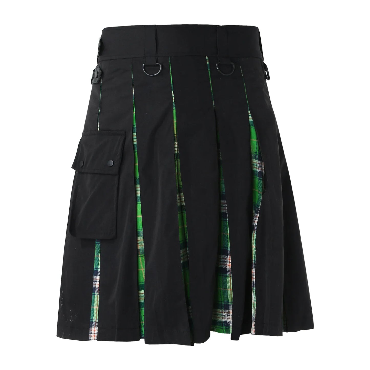 JuliaFashion - Scottish Mens Kilt Fashion Casual Retro Scottish Style Pocket Pleated Skirt Traditional Personality Kilts Check Pattern Skirts Dress