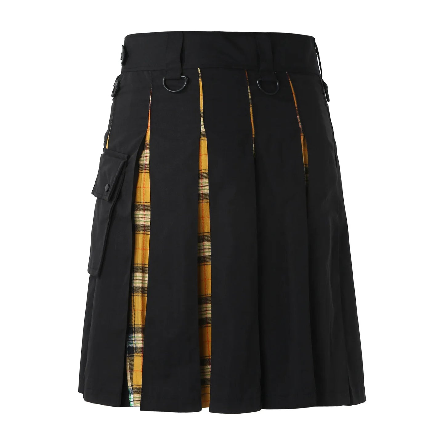 JuliaFashion - Scottish Mens Kilt Fashion Casual Retro Scottish Style Pocket Pleated Skirt Traditional Personality Kilts Check Pattern Skirts Dress