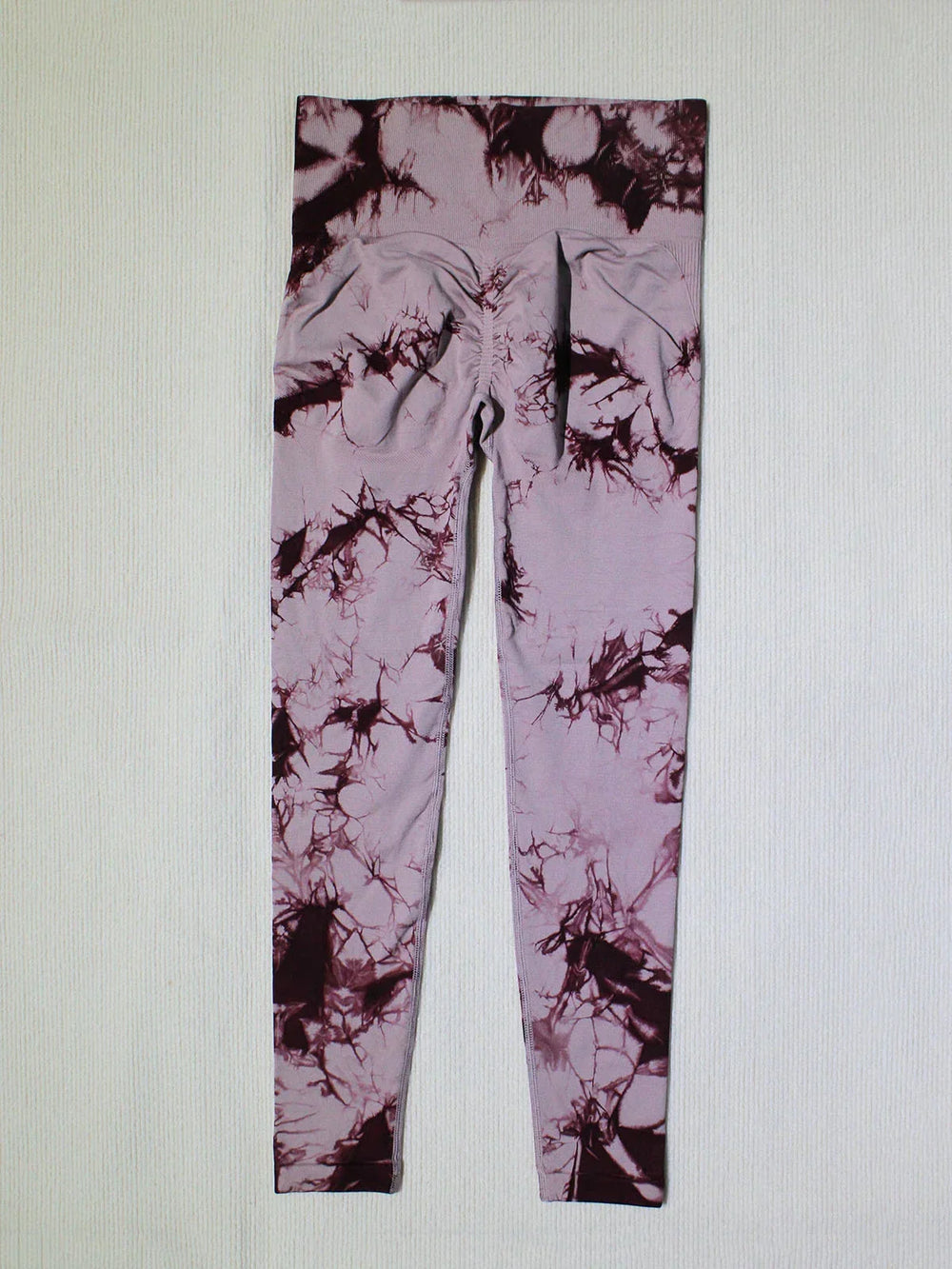 Tie Dye Waist Tummy Control Seamless Push Up Yoga Legging Light Peach / S
