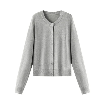 Red Solid Color Elegant Layered Cardigan Gray / Xs Cardigan-241208