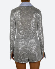 Sequined Shirt & Shorts Two Piece Set