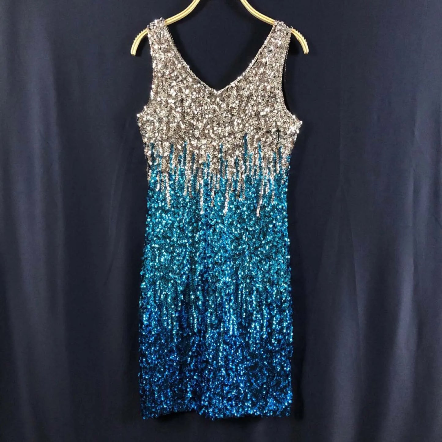 JuliaFashion - Sequined Sleeveless Vest V-Neck Backless Sexy For Women Nightclub Vestidos Party Night Club 2024 Mini Dress