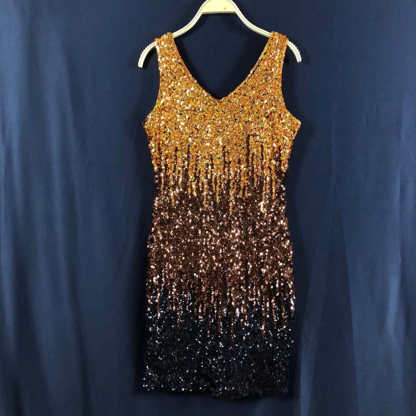 JuliaFashion - Sequined Sleeveless Vest V-Neck Backless Sexy For Women Nightclub Vestidos Party Night Club 2024 Mini Dress