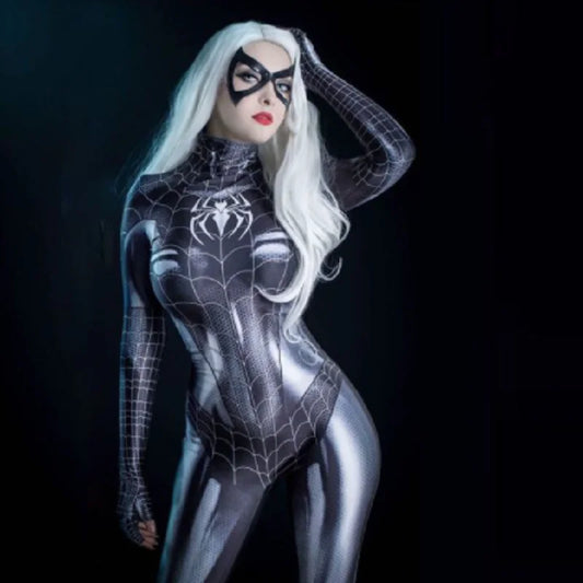 Sexy Black Cat Superhero Spider Halloween 3D Printing Costume