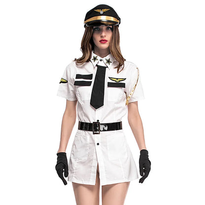 Sexy Female Pilot Captain Nightclub Dance Show Halloween Cosplay Costume