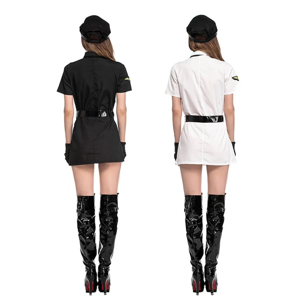 Sexy Female Pilot Captain Nightclub Dance Show Halloween Cosplay Costume