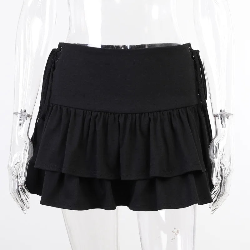 Sexy Japanese Harajuku Girls Sweet Lace Plaid High Waist Pleated Gothic Lovely Skirt