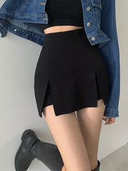 Split Skirt Office Ladies Suit Summer New Black Mini A-Line Short