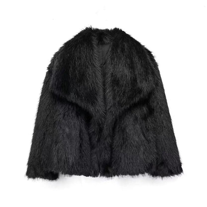 Faux Fur Lapel Autumn Winter Coat Black / Xs Coats-241208