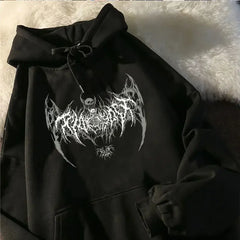 Skull Graphic Long Sleeve Hoodie Black / S