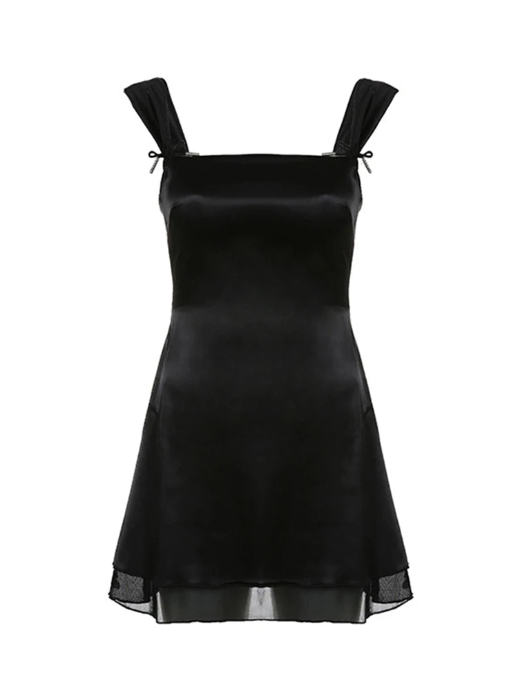 Julia Fashion - Sleeveless Black Goth Fashion A Line Mini Dress