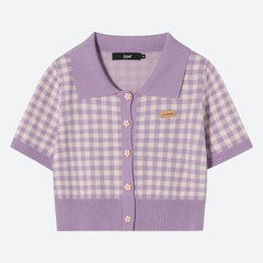 Soft Girl Plaid Crop Cardigan