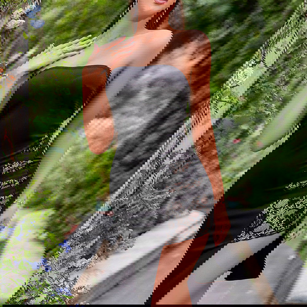 Slim Fit Patchwork Toast Tube Top Dress