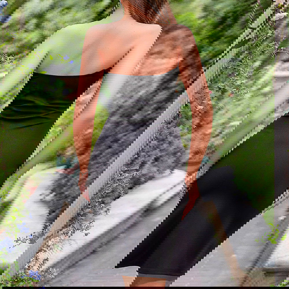 Slim Fit Patchwork Toast Tube Top Dress