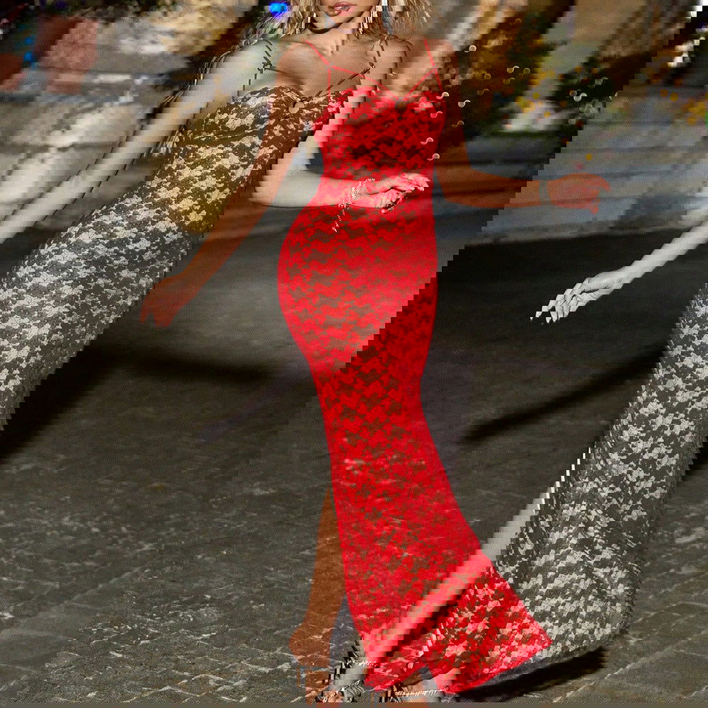 Sweet Spicy Dress Slim Fishtail Strap Dress Evening Dress