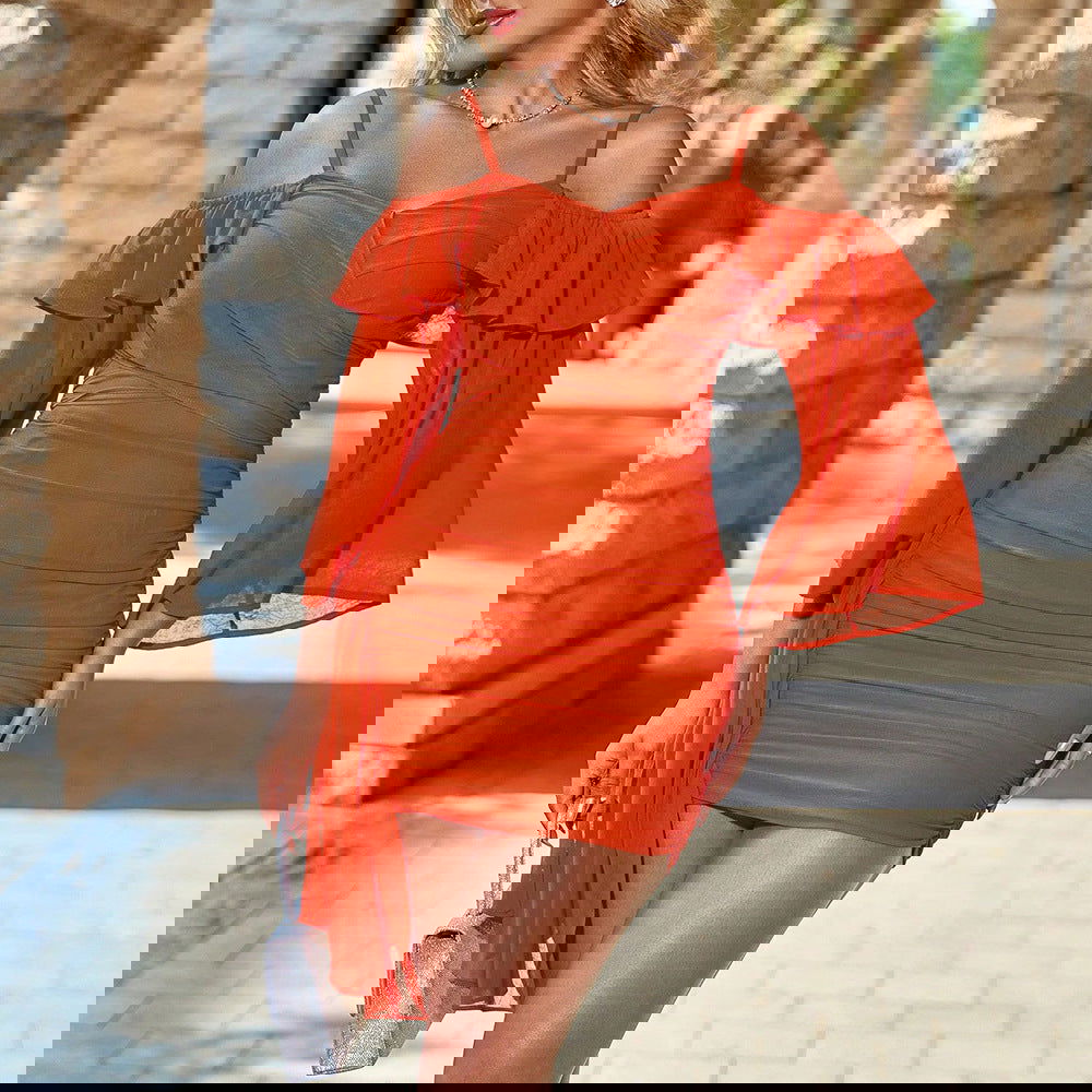 Sweet Spicy Dress Slim Fit Tassel Flying Sleeves Short Hip Dress