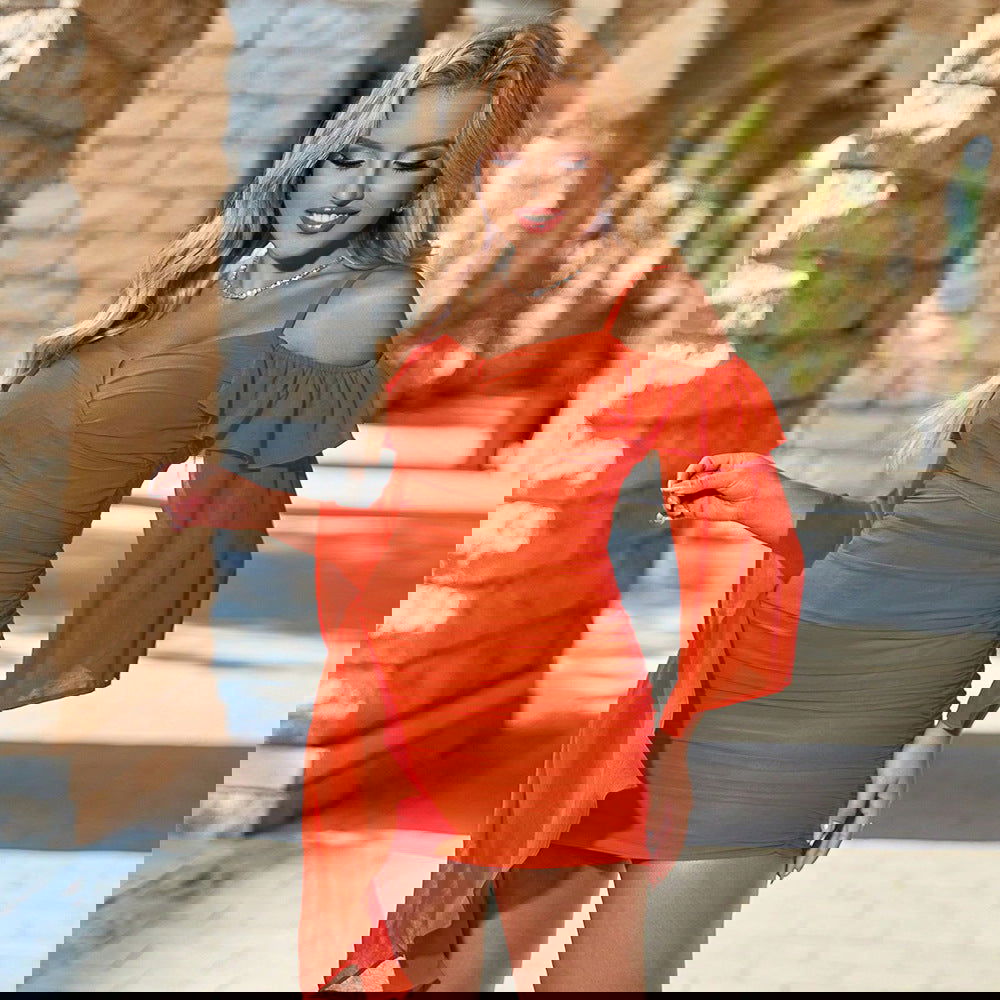 Sweet Spicy Dress Slim Fit Tassel Flying Sleeves Short Hip Dress