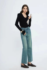 Straight Leg Denim Pant New Korean Woman Female Spring 2024 Jean