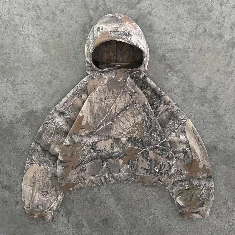 Retro Oversized Baggy Camouflage Hoodie