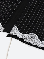 Striped Lace Trim Corset Top