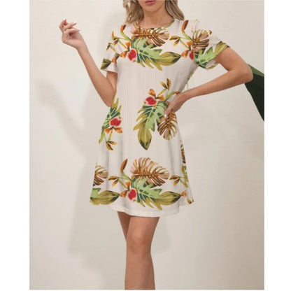 Julia Fashion - Comfortable Fashion Fresh Leisure Printed Short Sleeve Round Neck Mini Dress