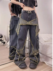 Unique Versatile Straight Leg High Waist Summer Loose Wide Vintage Style Women’s Jean