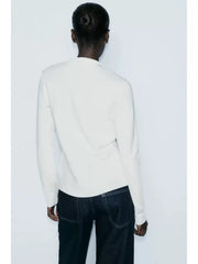 Simple Polo Collar Long Sleeve Cardigan