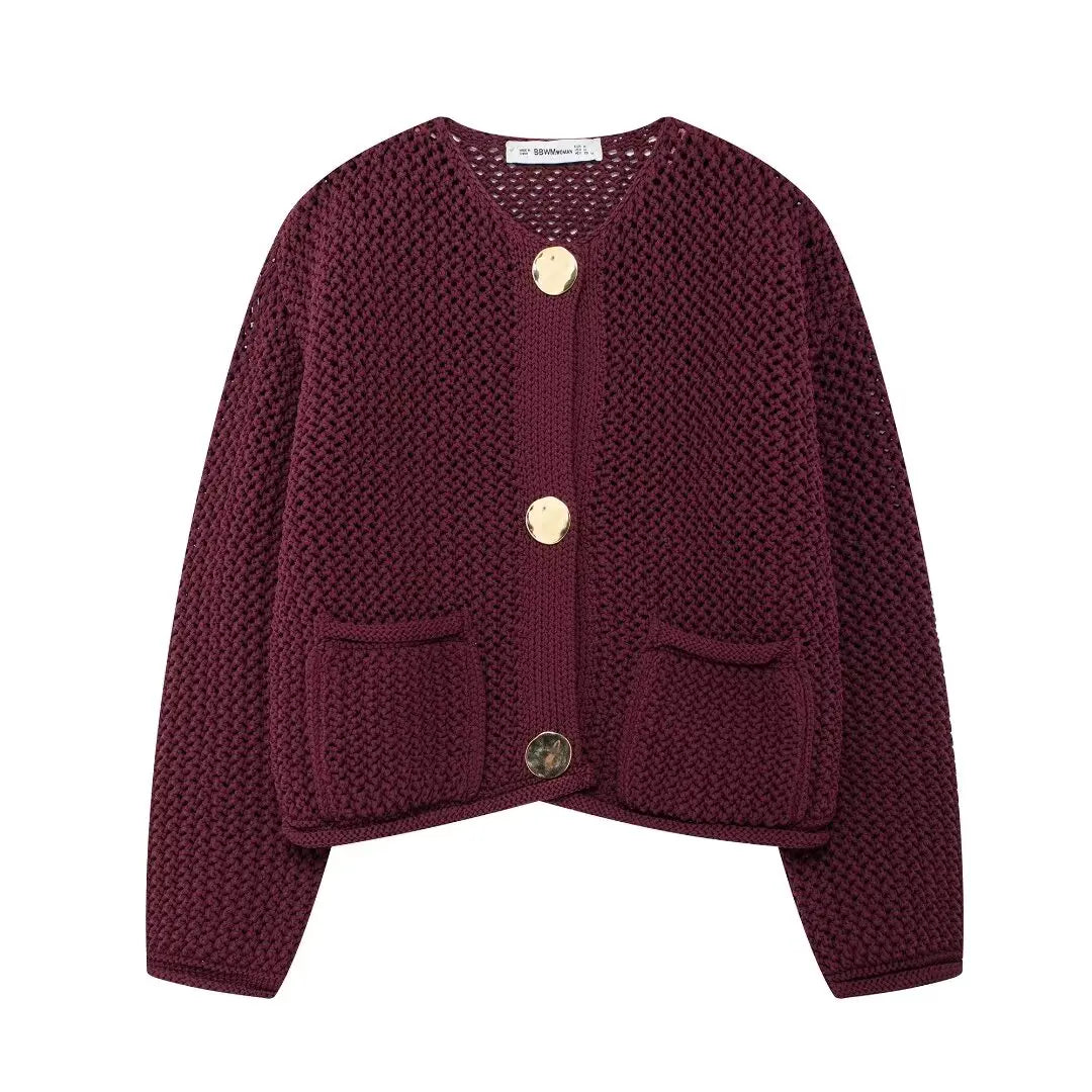 Fashion Warm Solid Outwear Casual Loose Vintage Long Sleeve Cardigan