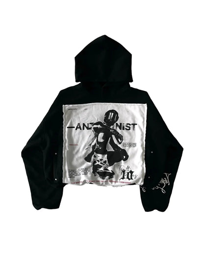 Zip Y2K Mens Womens Hip Hop Retro Patch Oversized Hoody