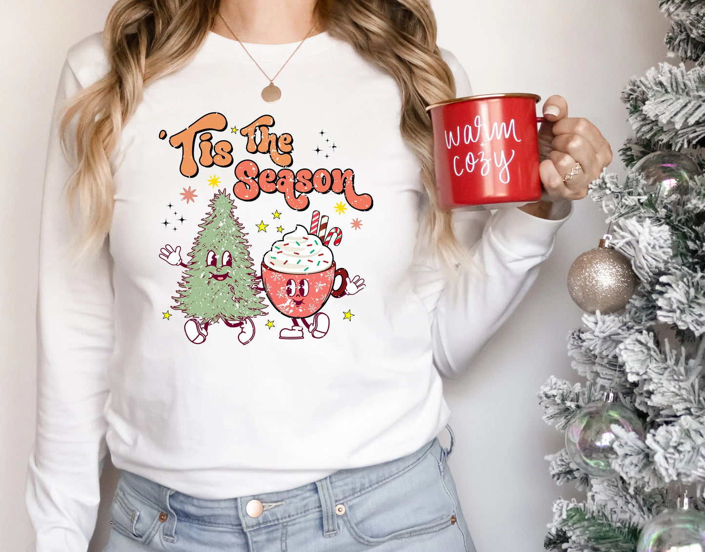 Tis The Season Cute Tree Cups Printing Popular Gift Christmas Hoodie White / S Hoodies-L
