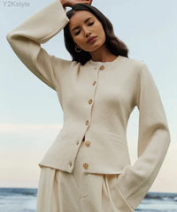 Ultra-Soft Button Open-front Long Sleeve Casual Chic Cardigan