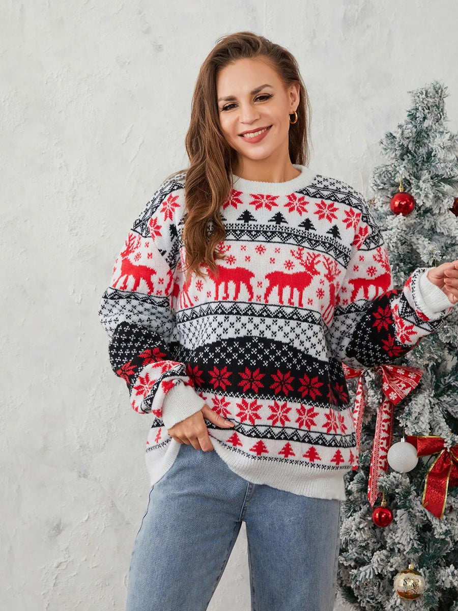 Couples Reindeer Pattern Christmas Sweater