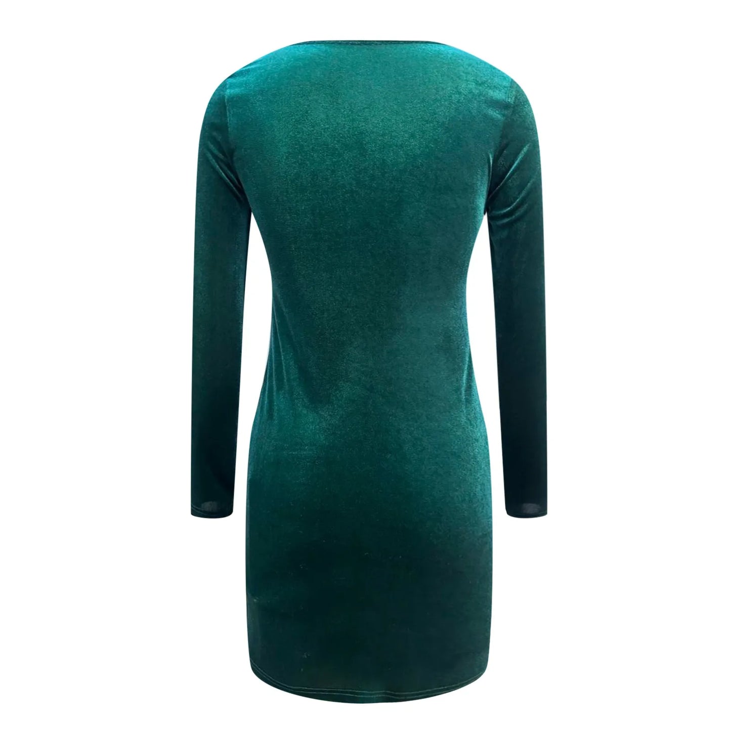 JuliaFashion - Velvet Bodycon Women 2024 Spring Autumn Elegant Square Collar Party Formal Long Sleeve Sheath Solid Folds Dress