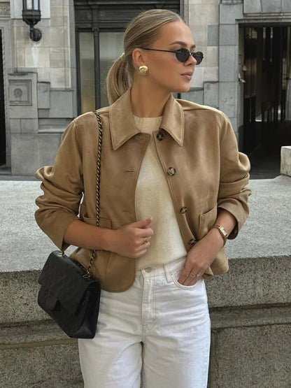 Versatile Slim Chic Elegant Solid Color Stylish Short Jacket