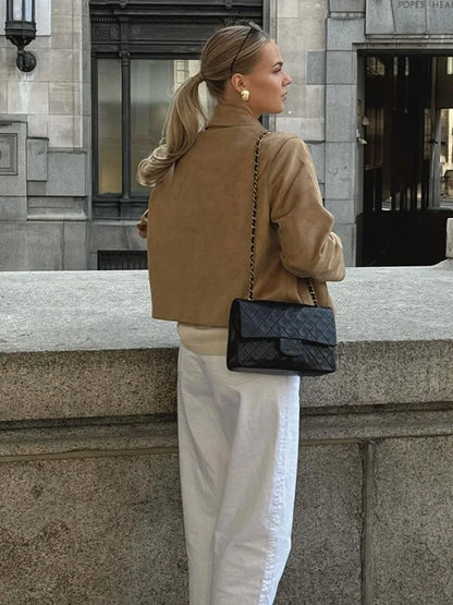 Versatile Slim Chic Elegant Solid Color Stylish Short Jacket