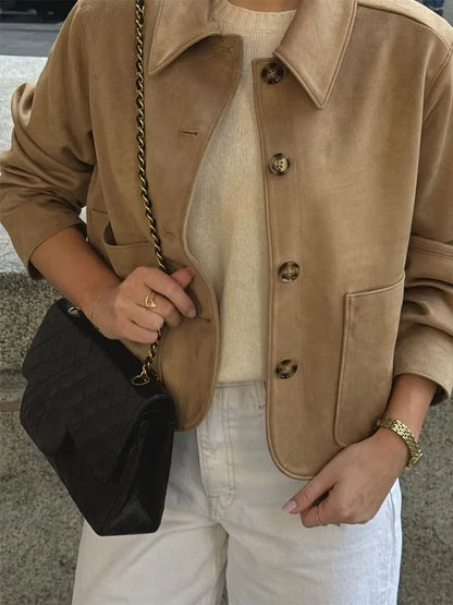 Versatile Slim Chic Elegant Solid Color Stylish Short Jacket