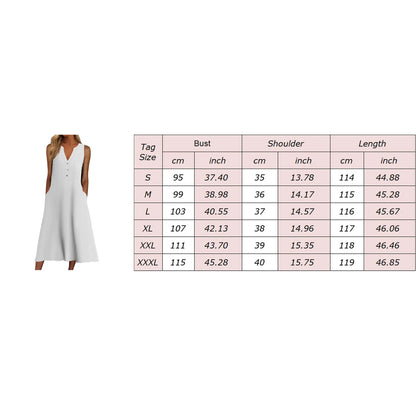 JuliaFashion - Vintage 3D Printed 2024 Casual Loose V Neck Sleeveless Button Flower Printed Pocket Beach Summer Woman Dress