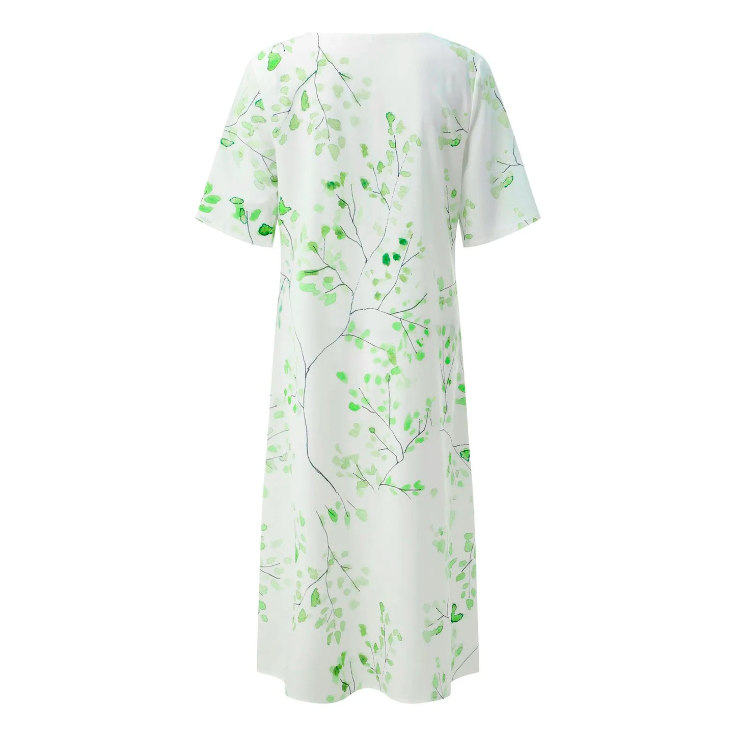 JuliaFashion - Vintage 3D Printed For Women Spring Summer Half Sleeve Casual Beach Women V Neck Pocket Party Long 2024 Dress