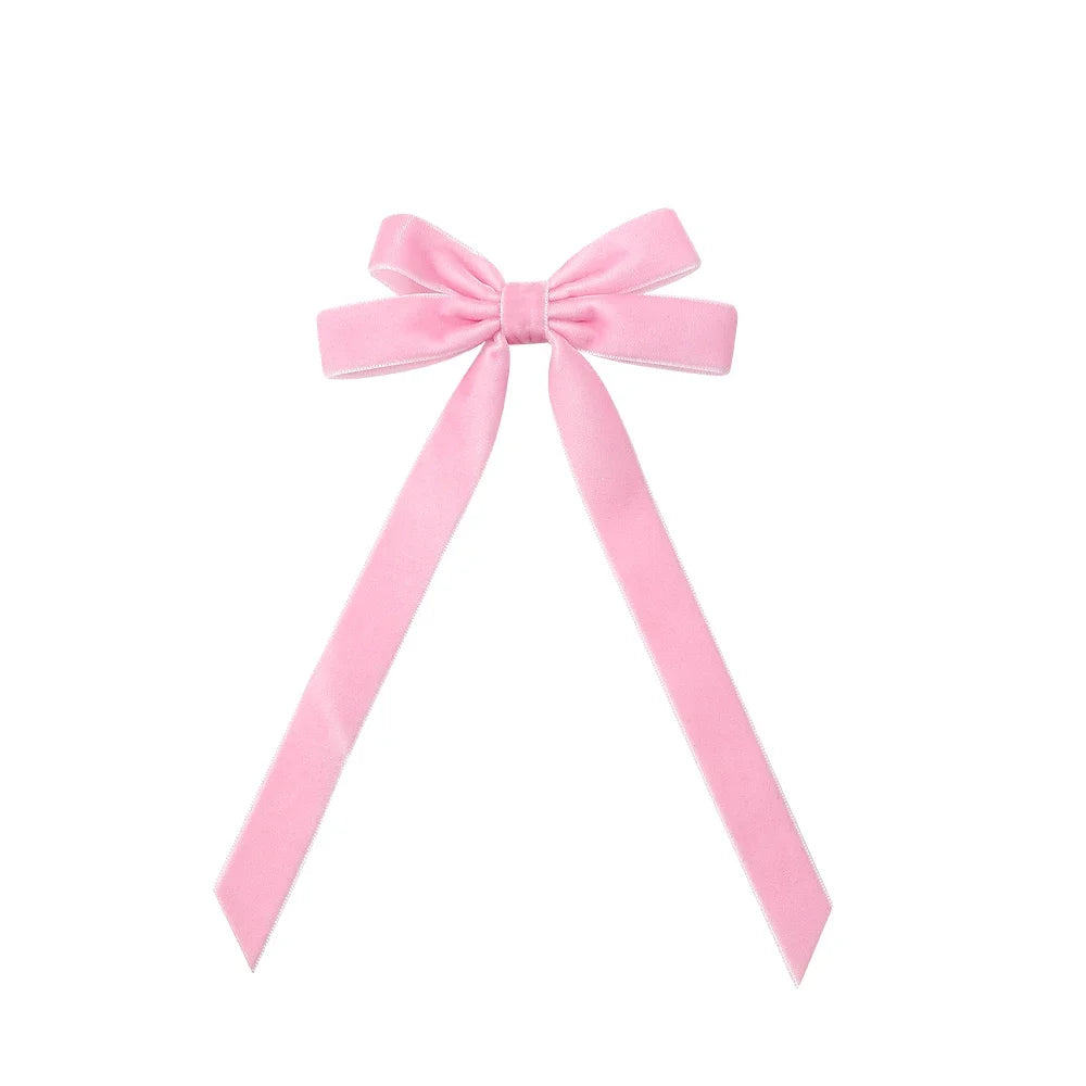 Large Velvet Wedding Long Ribbon Hair Accessory Pink 1 / 1Pcs Accessories-L
